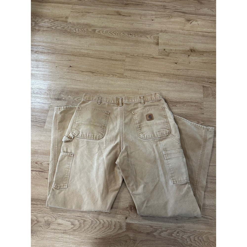 Carhartt B11 BRN Men's 34x32 Brown Carpenter Pants Faded Distressed Workwear